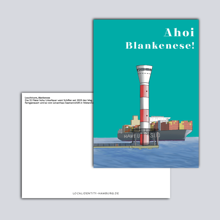 Postkarte Leuchtturm Elbe Hamburg Blankenese