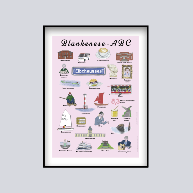 Blankenese ABC Poster Plakat Sehenswürdigkeiten