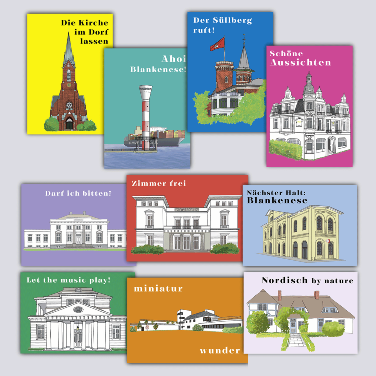 10 Postkarten Blankenese Motive Bundle Souvenir Geschenk